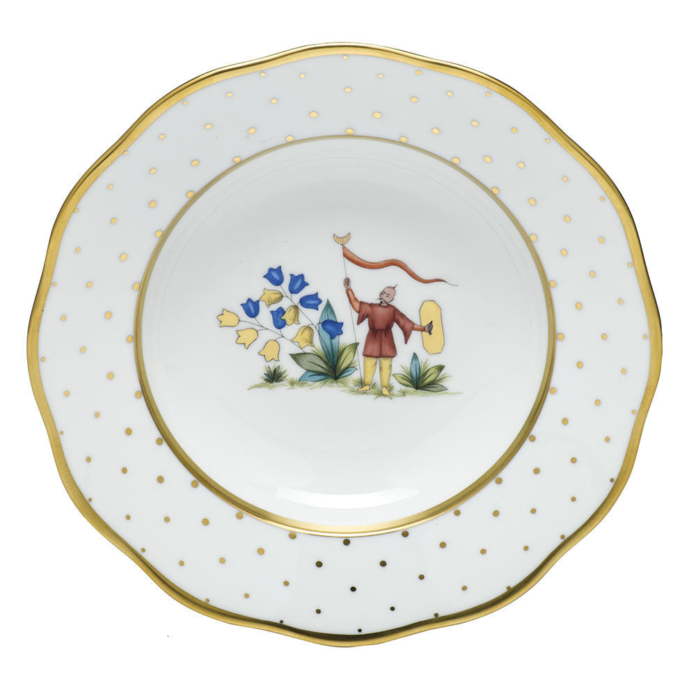 Hand-painted Herend Asian Garden Rim Soup Plate Soup Plates & Rimmed Soup Bowl in fine porcelain, 8in D,, Motif 4, on a white background