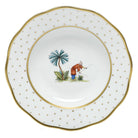 Hand-painted Herend Asian Garden Rim Soup Plate Soup Plates & Rimmed Soup Bowl in fine porcelain, 8in D,, Motif 6, on a white background