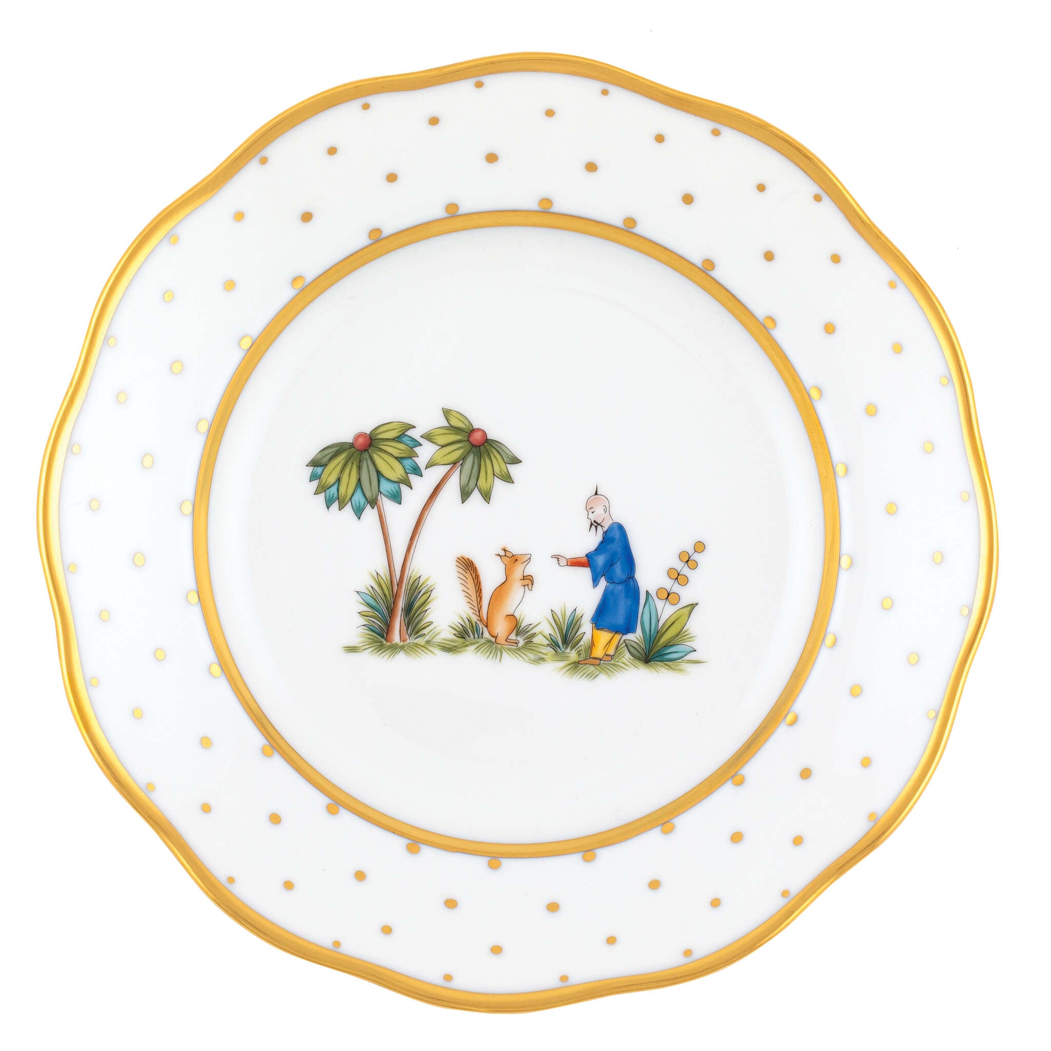 Hand-painted Herend Asian Garden Salad Plate in fine porcelain, 7.5in D,, Motif 3, on a white background
