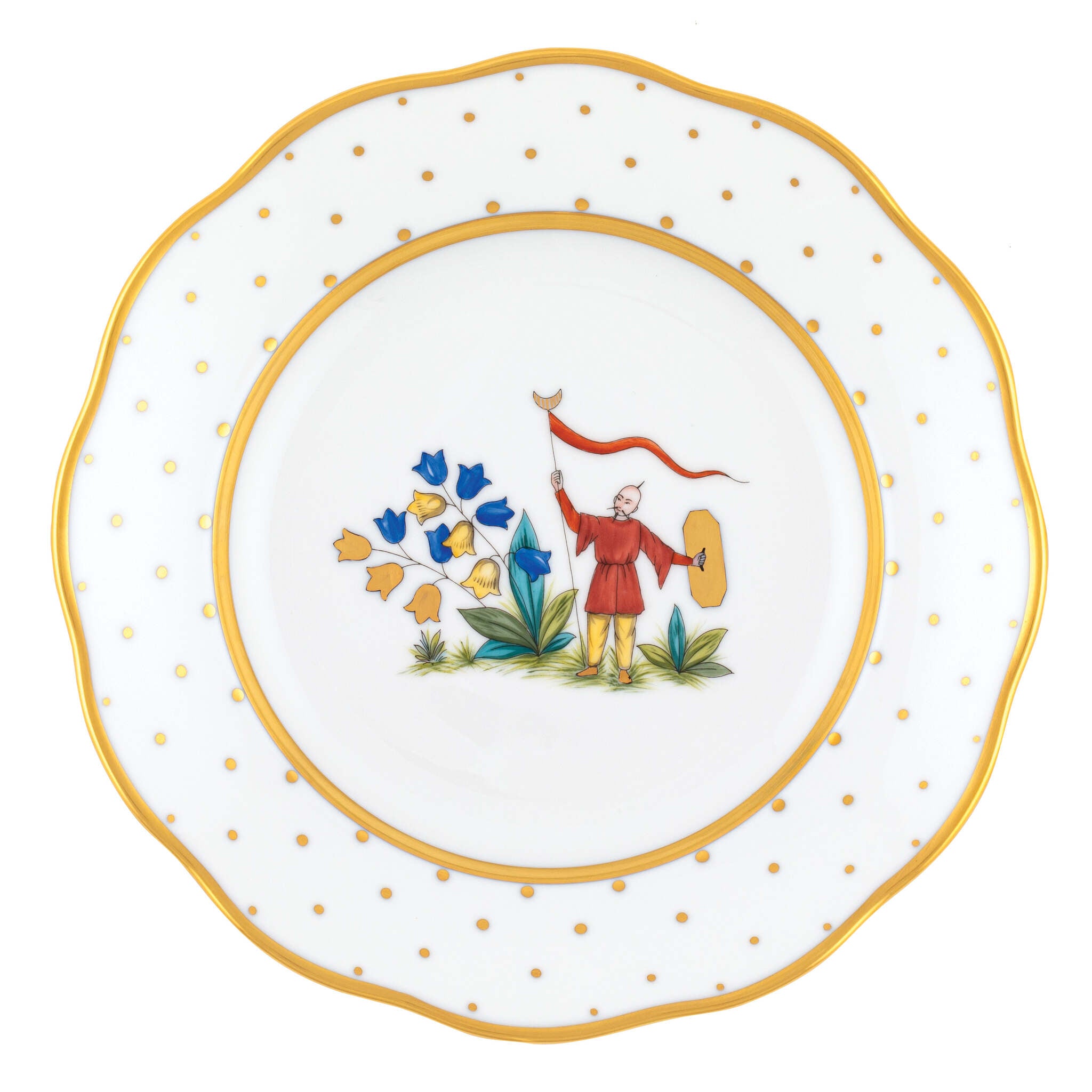 Hand-painted Herend Asian Garden Salad Plate in fine porcelain, 7.5in D,, Motif 4, on a white background