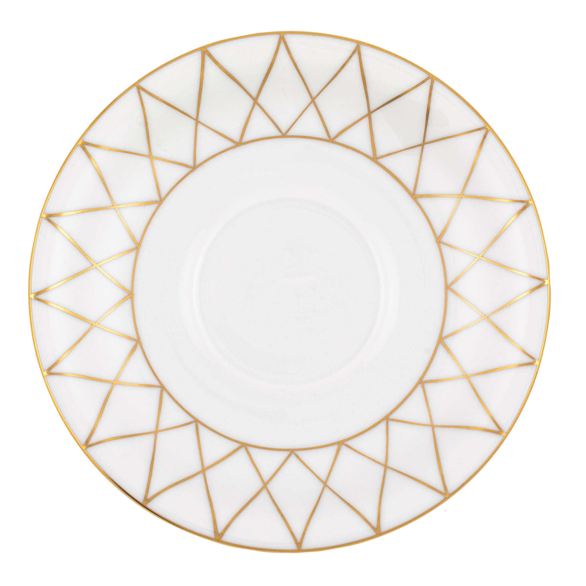 Hand-painted Herend Babos Gold Tea Saucer in fine porcelain, 6in D, on a white background