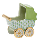 Baby Carriage Figurine in hand-painted Key Lime porcelain by Herend of Hungary