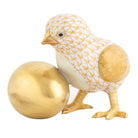 Butterscotch fishnet Baby Chick with Egg Figurine figurine, hand-painted Herend porcelain with 24k gold accents