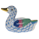 Baby Duck Figurine in hand-painted Blue porcelain by Herend of Hungary