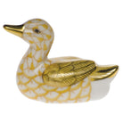 Herend Baby Duck Figurine porcelain figurine painted in the Butterscotch fishnet pattern