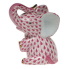 Herend Baby Elephant Figurine porcelain figurine painted in the Raspberry fishnet pattern