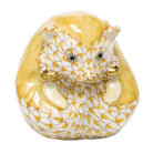 Hand-painted Herend Baby Hedgehog Figurine in Butterscotch fishnet porcelain on a white background