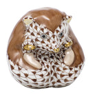 Chocolate fishnet Baby Hedgehog Figurine figurine, hand-painted Herend porcelain with 24k gold accents