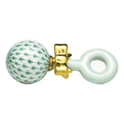 Hand-painted Herend Baby Rattle Figurine in Green fishnet porcelain on a white background