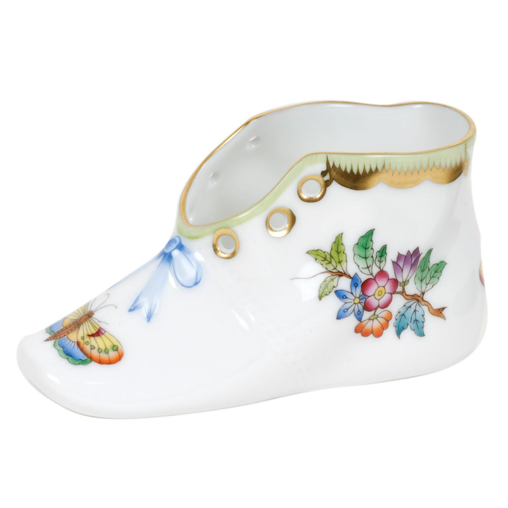 Herend Baby Shoe Baby Keepsake porcelain figurine painted in the Multicolor fishnet pattern