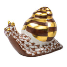 Herend Baby Snail Figurine porcelain figurine painted in the Chocolate fishnet pattern