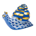 Herend Baby Snail Figurine porcelain figurine painted in the Sapphire fishnet pattern