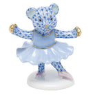 Herend Ballerina Bear Figurine porcelain figurine painted in the Blue fishnet pattern