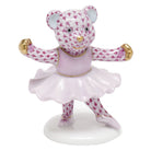 Raspberry fishnet Ballerina Bear Figurine figurine, hand-painted Herend porcelain with 24k gold accents