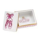 Hand-painted Herend Ballerina Box in fine porcelain, 1.75in L, on a white background