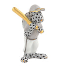 Black fishnet Baseball Bunny Figurine figurine, hand-painted Herend porcelain with 24k gold accents