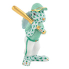 Baseball Bunny Figurine in hand-painted Green porcelain by Herend of Hungary