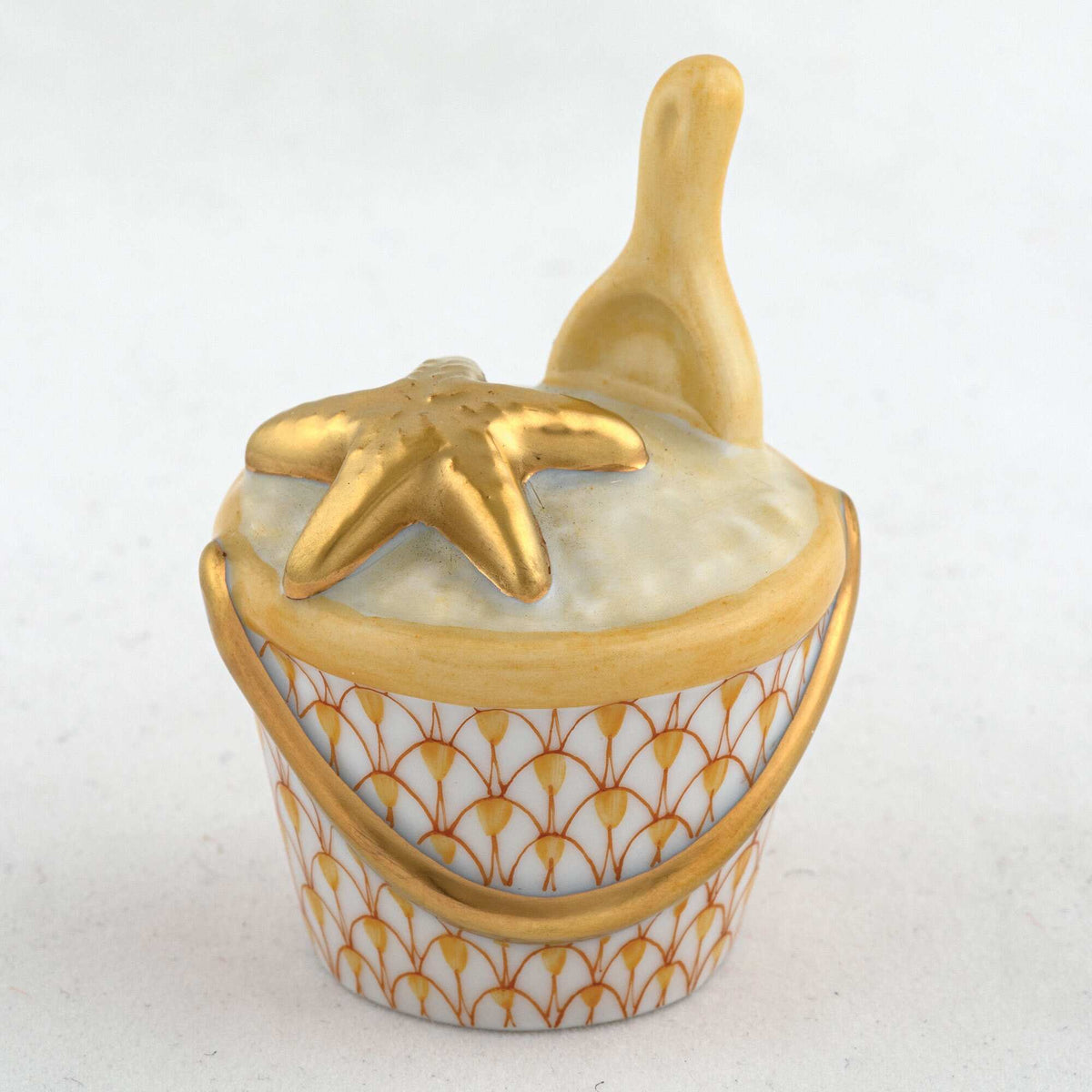 Herend Beach Bucket Figurine – Butterscotch, alternate view