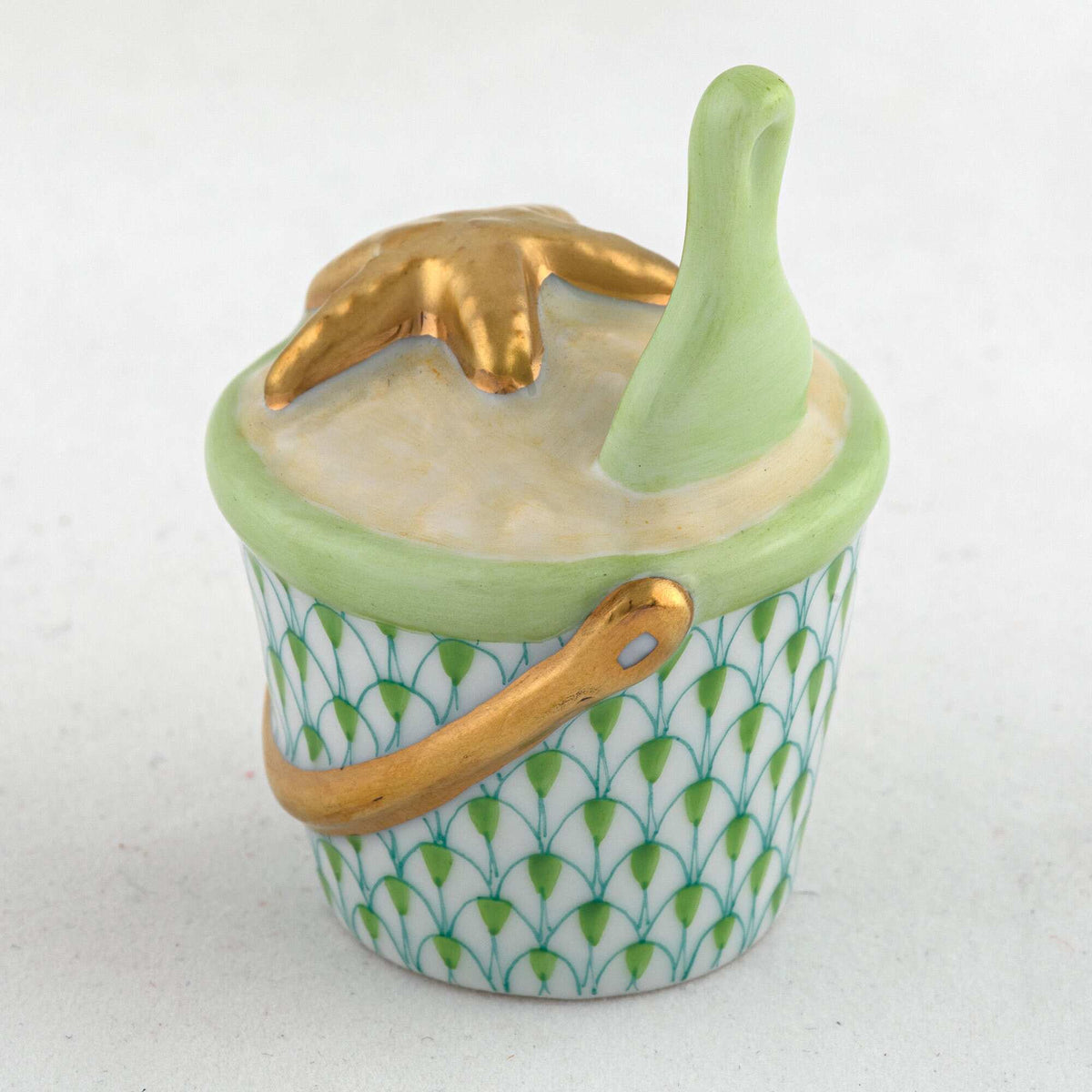 Herend Beach Bucket Figurine – Key Lime, alternate view