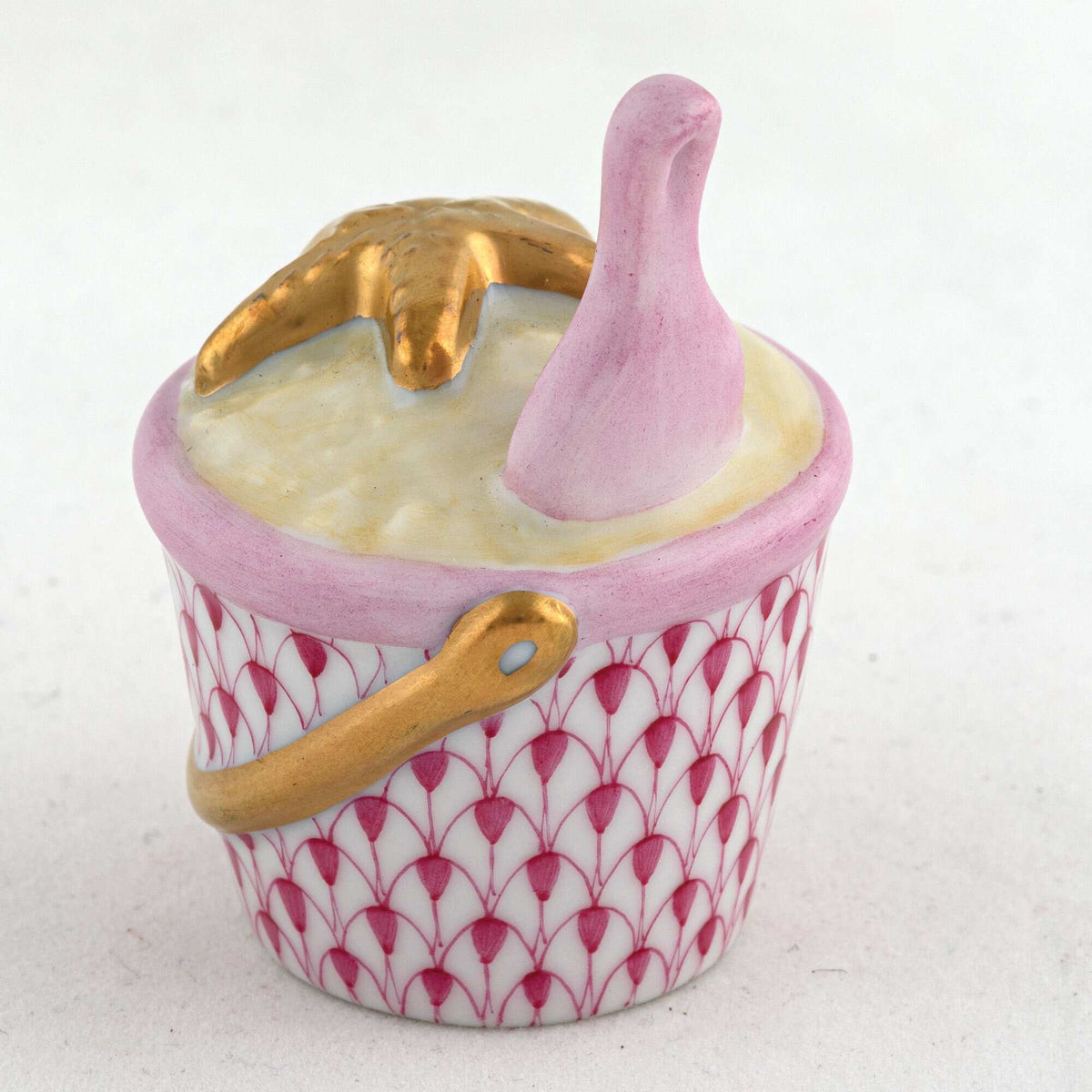 Herend Beach Bucket Figurine – Raspberry, alternate view