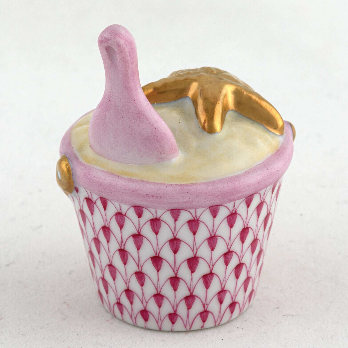 Herend Beach Bucket Figurine – Raspberry, alternate view