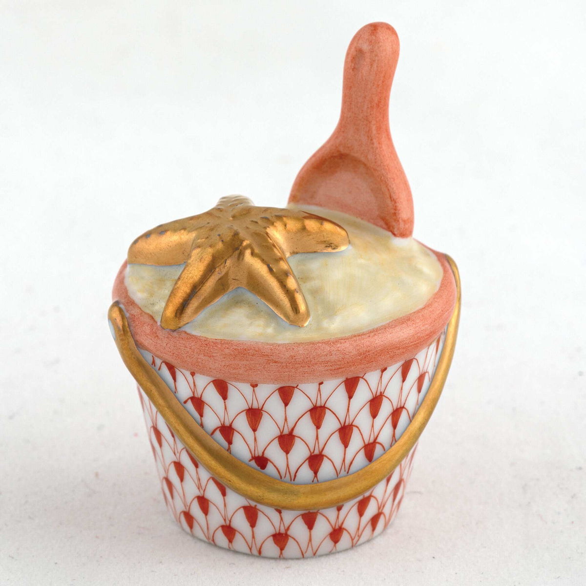 Herend Beach Bucket Figurine – Rust, alternate view