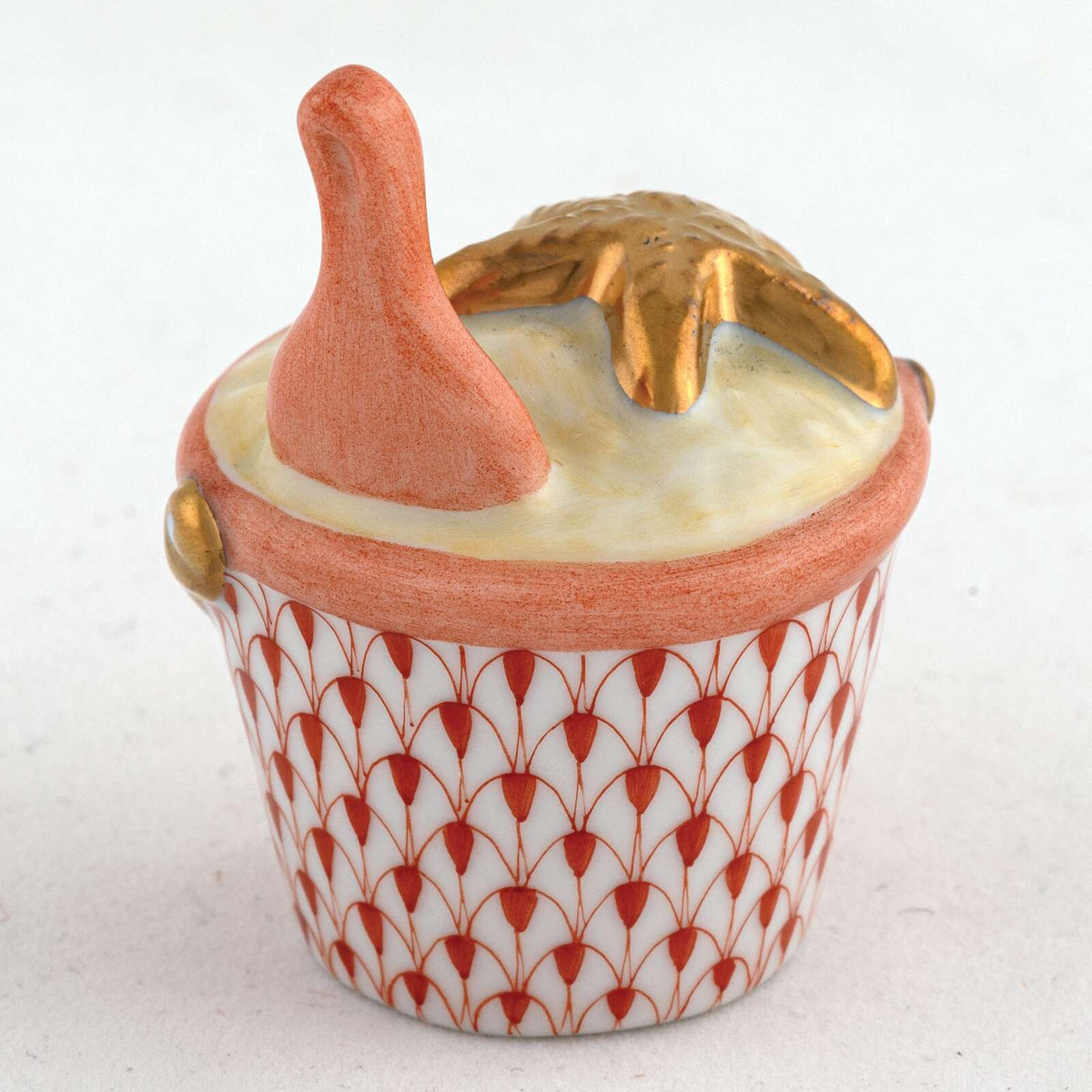 Herend Beach Bucket Figurine – Rust, alternate view