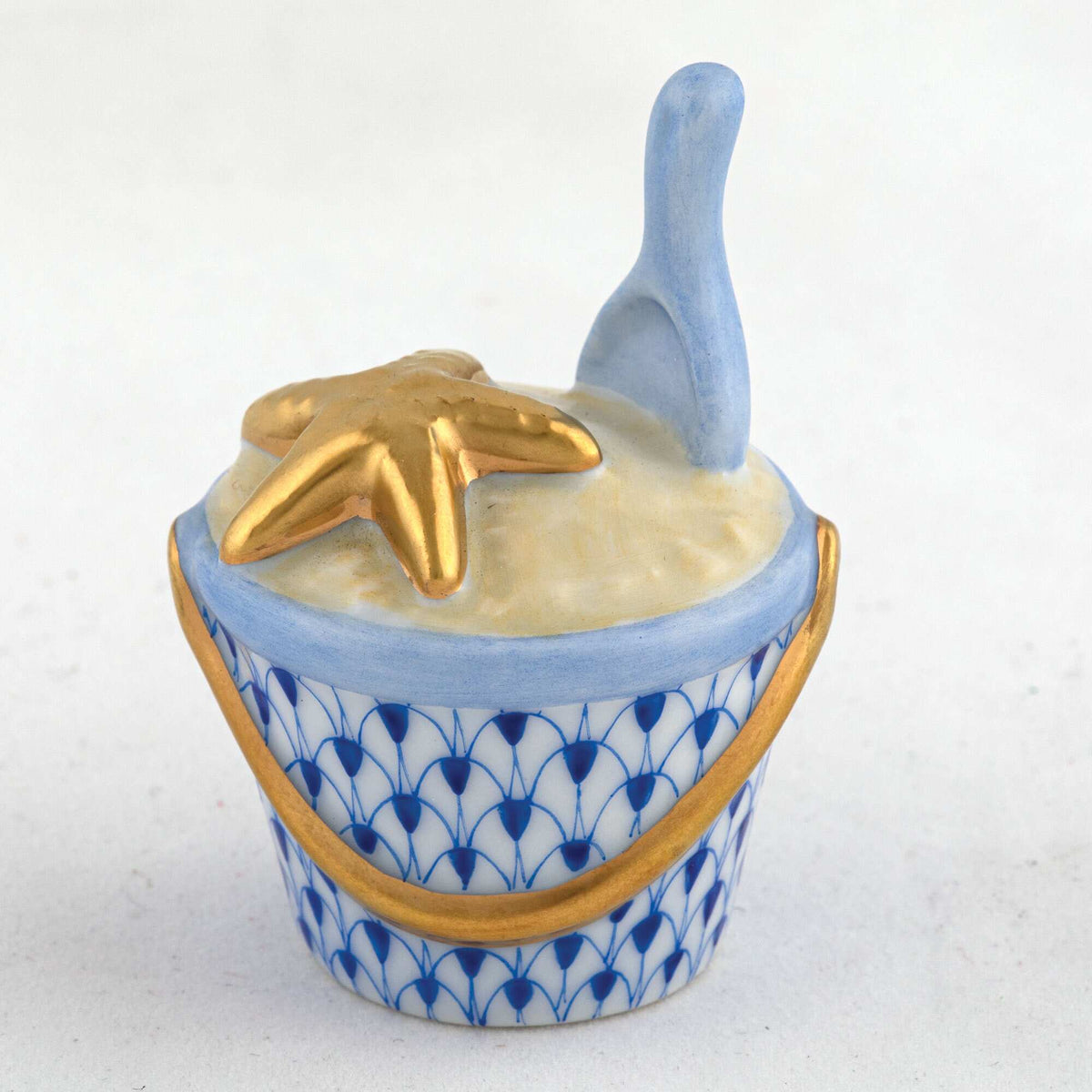 Herend Beach Bucket Figurine – Sapphire, alternate view