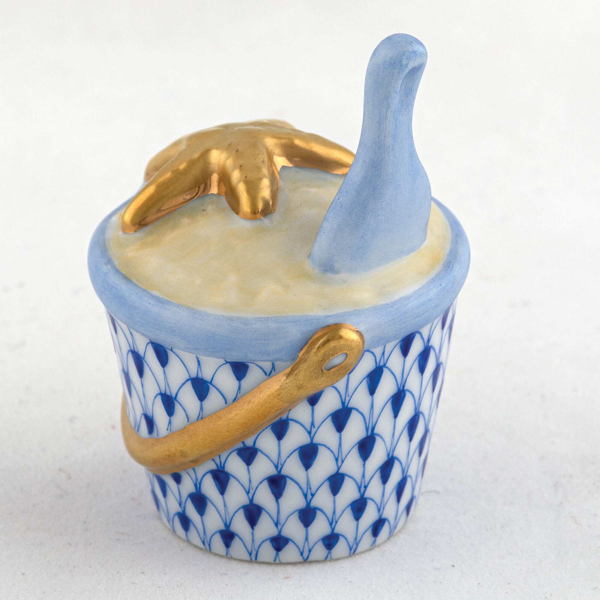 Herend Beach Bucket Figurine – Sapphire, alternate view