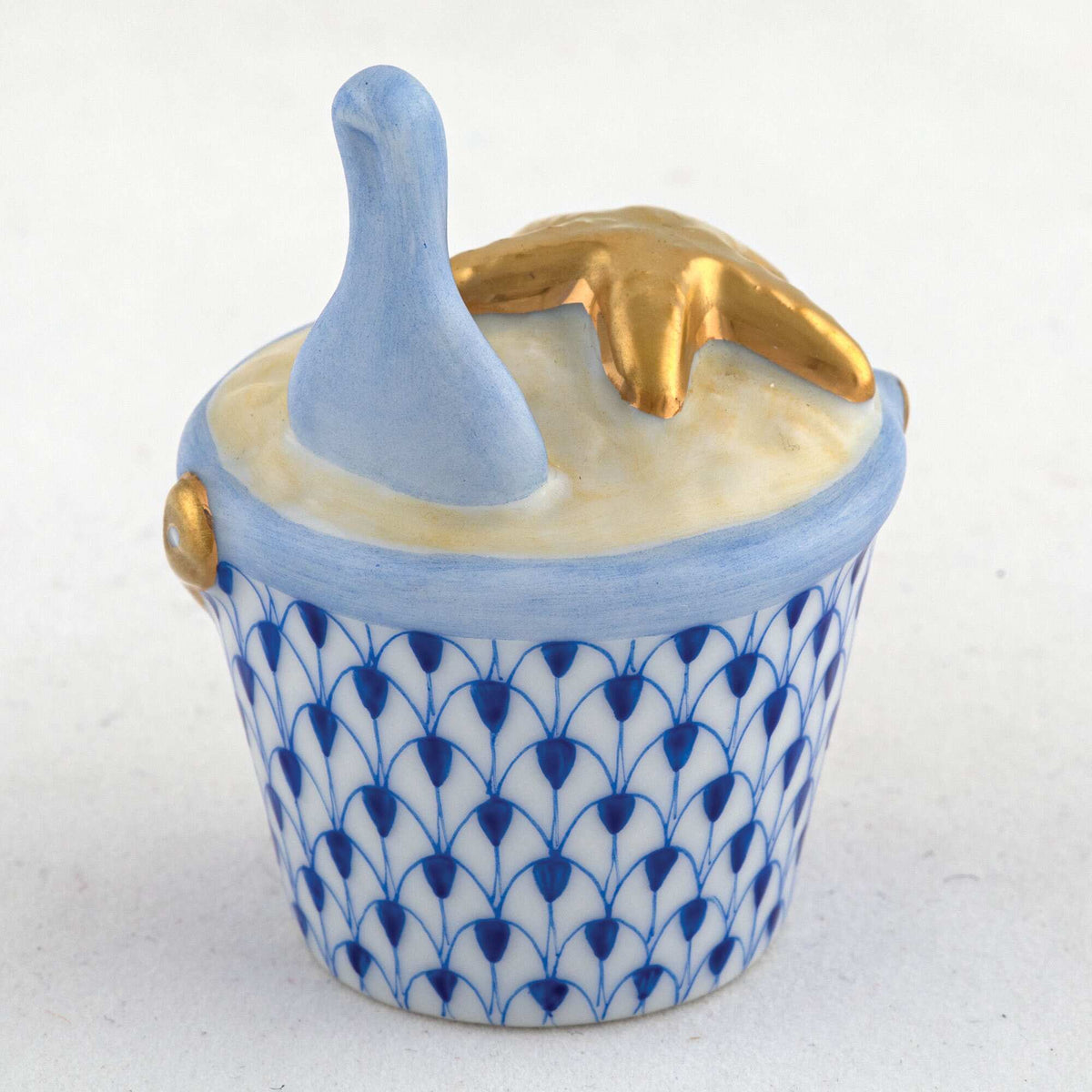 Herend Beach Bucket Figurine – Sapphire, alternate view