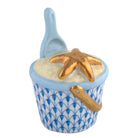 Herend Beach Bucket Figurine porcelain figurine painted in the Blue fishnet pattern