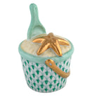 Herend Beach Bucket Figurine porcelain figurine painted in the Green fishnet pattern