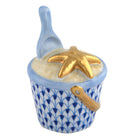 Herend Beach Bucket Figurine porcelain figurine painted in the Sapphire fishnet pattern