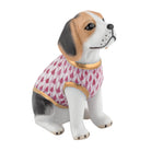 Herend Beagle Puppy Figurine porcelain figurine painted in the Raspberry fishnet pattern