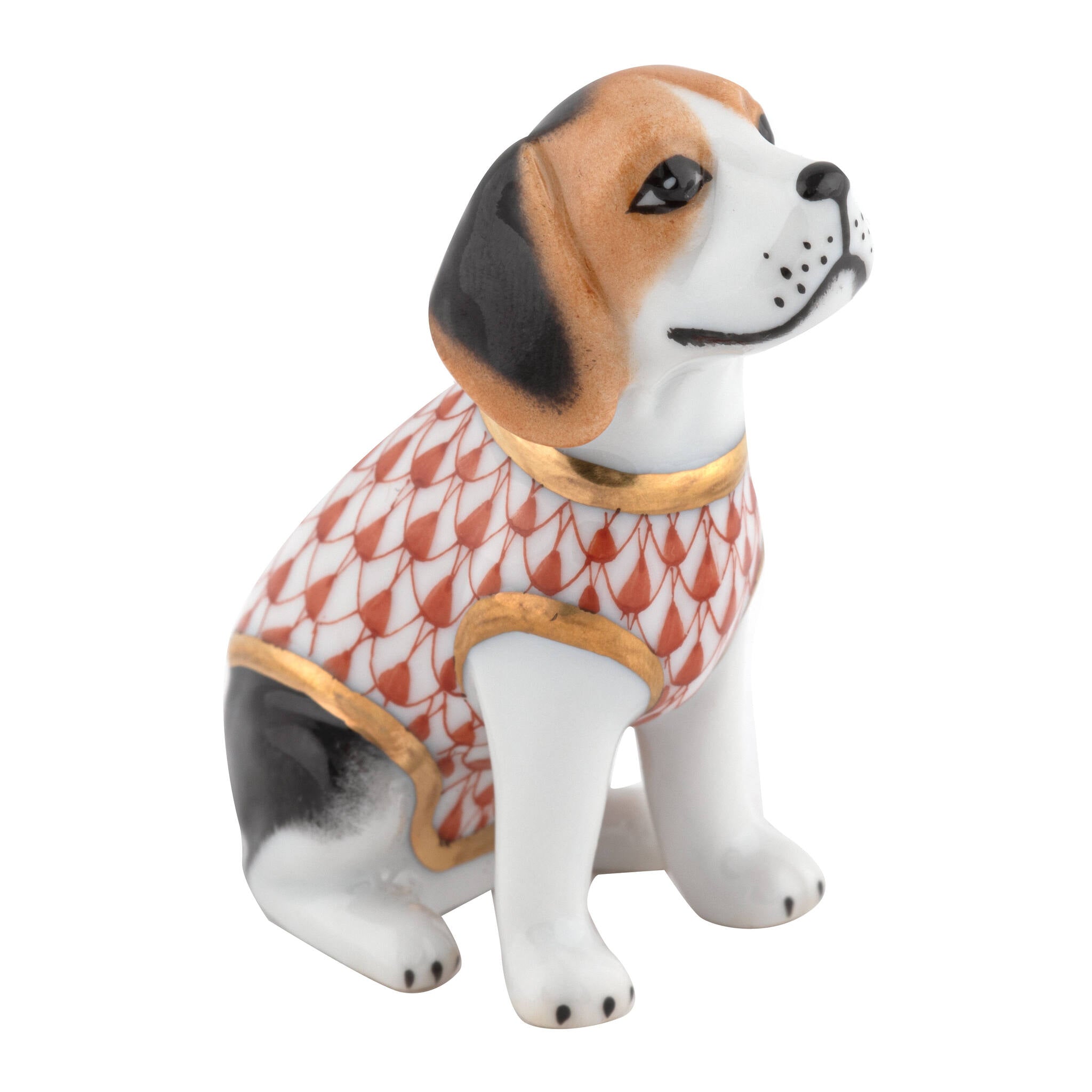 Beagle Puppy Figurine in hand-painted Rust porcelain by Herend of Hungary