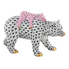Bear and Baby Figurine in hand-painted Black-Pink porcelain by Herend of Hungary