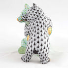 Herend Bear Hug Figurine – Black-Key Lime, alternate view