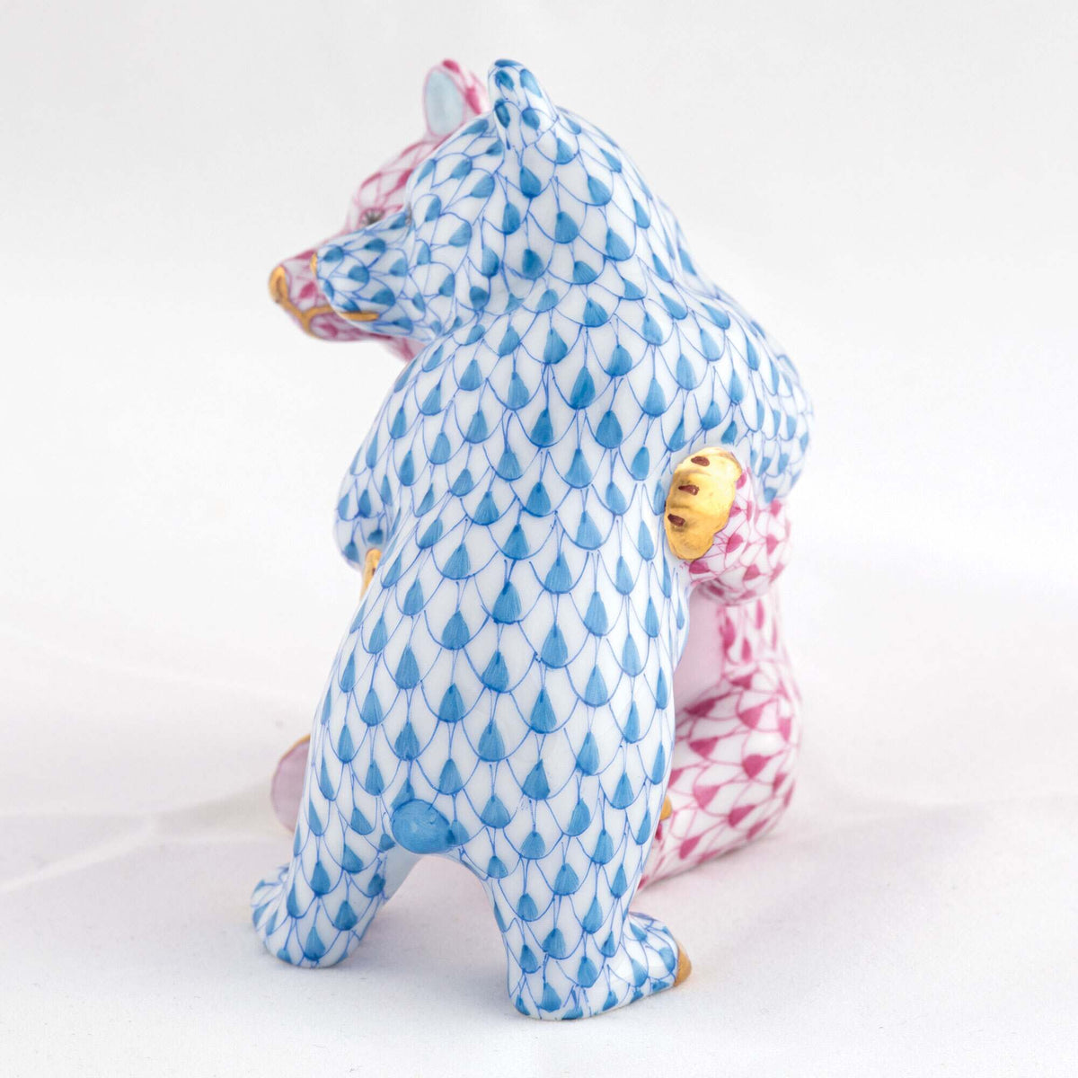Herend Bear Hug Figurine – Blue-Raspberry, alternate view