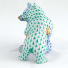 Herend Bear Hug Figurine – Green-Blue, alternate view
