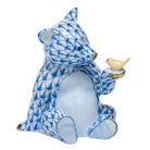 Bear with Bird Figurine in hand-painted Blue porcelain by Herend of Hungary