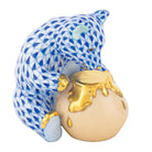 Sapphire fishnet Bear with Honey Pot Figurine figurine, hand-painted Herend porcelain with 24k gold accents