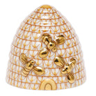 Butterscotch fishnet Beehive Figurine figurine, hand-painted Herend porcelain with 24k gold accents