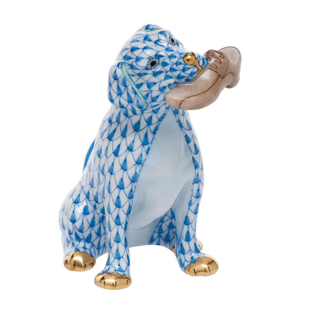Bella with Shoe Figurine in hand-painted Blue porcelain by Herend of Hungary