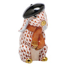 Herend Beret Bunny Figurine porcelain figurine painted in the Rust fishnet pattern