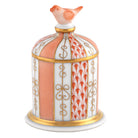 Rust fishnet Bird Cage Figurine figurine, hand-painted Herend porcelain with 24k gold accents