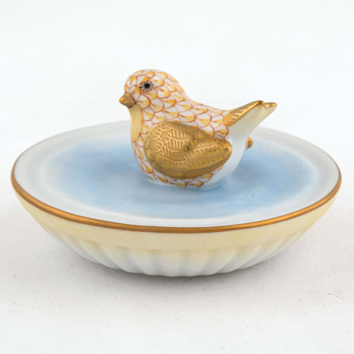 Herend Bird in Bird Bath Figurine – Butterscotch, alternate view