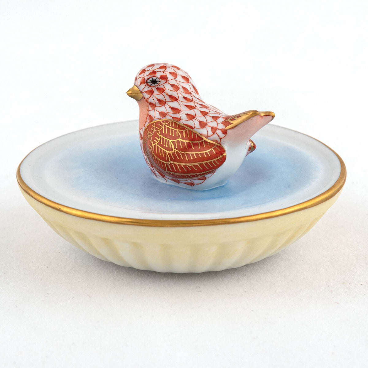 Herend Bird in Bird Bath Figurine – Rust, alternate view