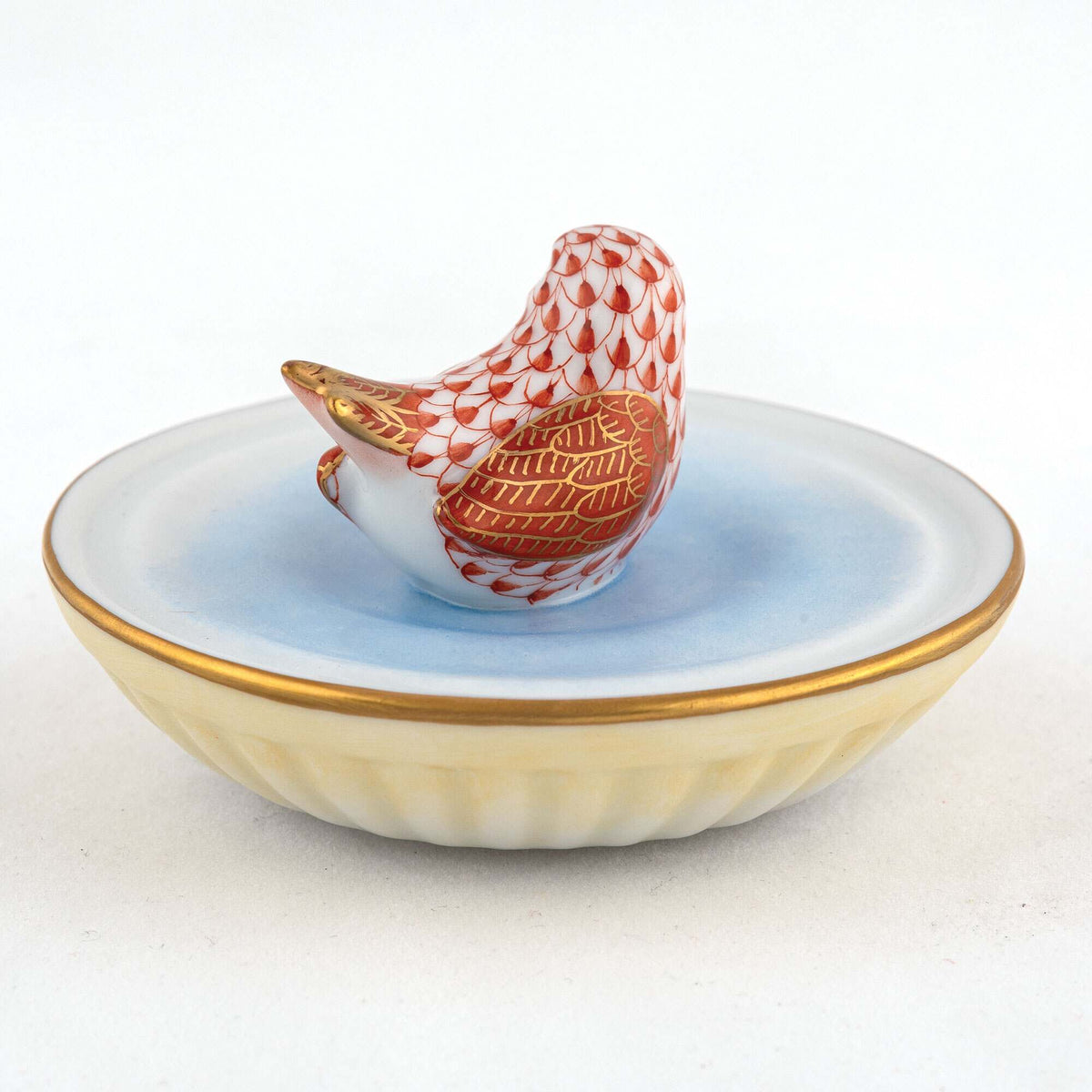 Herend Bird in Bird Bath Figurine – Rust, alternate view