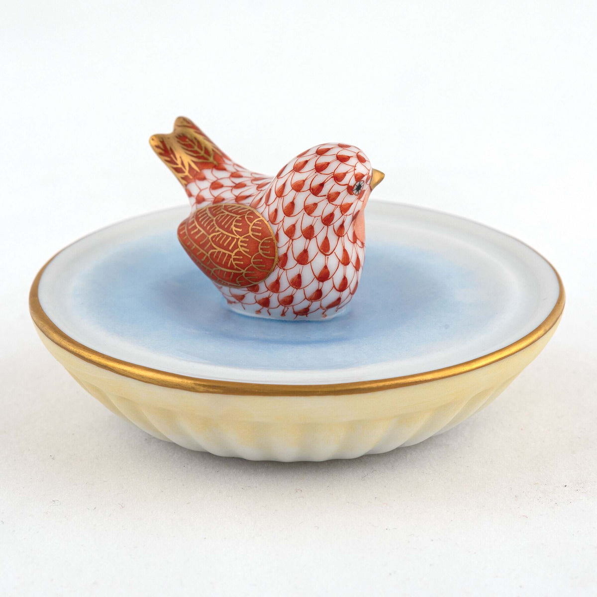 Herend Bird in Bird Bath Figurine – Rust, alternate view