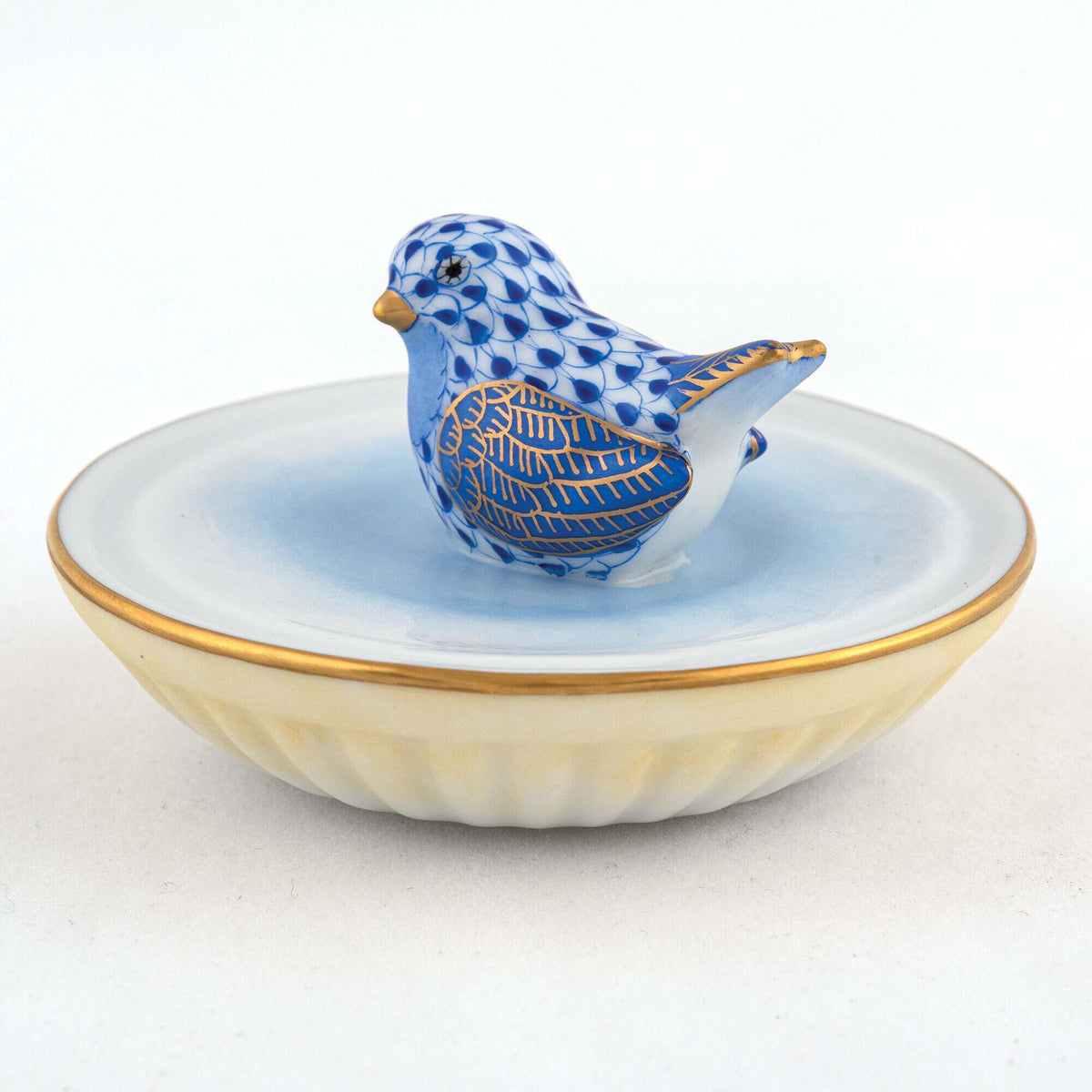 Herend Bird in Bird Bath Figurine – Sapphire, alternate view
